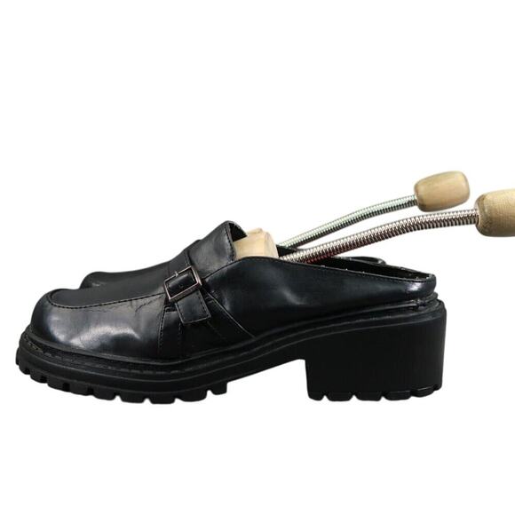 Unionbay Shoes Womens 7 Chunky Clog Loafers Slip On Buckle Strap Y2k 90s Black - Picture 4 of 16
